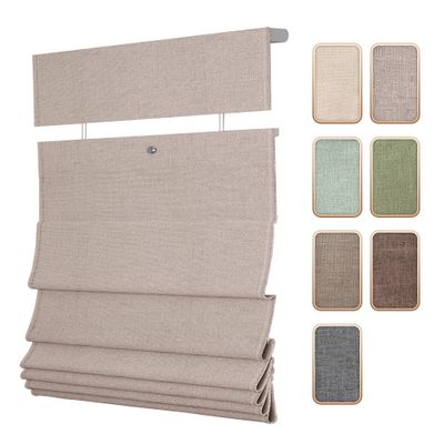 SLKWDOBD Top Down Bottom Up Roman Shades for Windows, Light Filtering Linen TDBU Roman Blinds, Cordless Roman Shades with UV Protection, Privacy, Thermal Insulation for Home, Office, Dark Linen