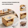 UHRLGHS Adjustable Coffee TableExtendable Wooden Tea Table with Storage Drawers and Open compartments for Living Room, Reception Room view 4