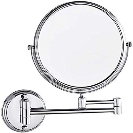 DAHSLNWKN Bathroom Beauty Mirror Hotel Bathroom Wall-Mounted Mirror Folding Telescopic Magnification Double-Sided Makeup Mirror