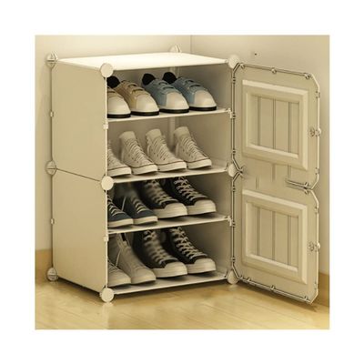 3FLQOOPP Durable Shoe Rack Organizer Space Saving Shoe Shelf Entryway Living Room Durable Shoe Storage Cabinet Simple Installation Multi-Function (Color : White, Size : 4-Tier) (White 6)