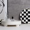 Sunicon Round Storage Tray, Necklace Tray Jewelry Holder Organizer, Dessert Plate Fruit DishRing Dish, Large Checkerboard Design Storage Plate, for Fruit, Perfume, Towel Dresser (White Large) view 4