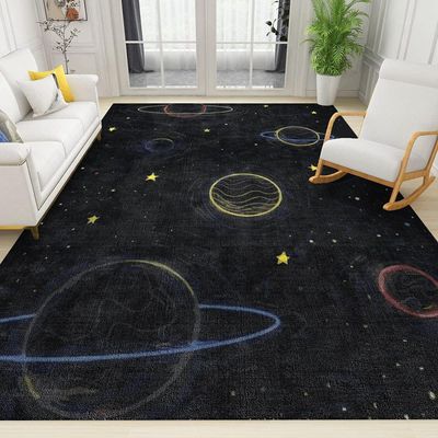 Star Universe Planet Area Rug 2x6ft Modern Simple Mysterious Starry Sky Living Room Rugs, Indoor Non-Slip Kids Rugs, Machine Washable Breathable Durable Carpet for Front Entrance Floor Decor