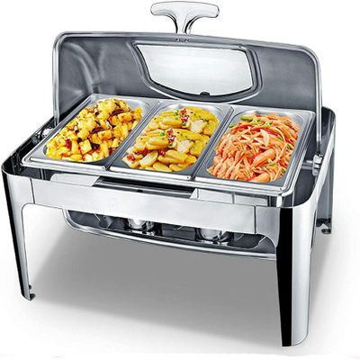 9L Chafing Dishes Commercial Food Warmer Chafer Chafing Dishes with Lids Stainless Steel Buffet Server Food Holder for Keeing Food Warm (C)