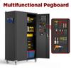 Reykilor Tall & Wide Metal Garage Storage Cabinet with 4 Adjustable Shelves, 43''W x 22''D x 72''H with Wheels & Pegboards, Heavy Duty Lockable Garage Cabinet for Warehouse, Basement, Office, Gym view 3