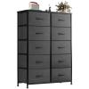 Dresser for Bedroom, 10 Storage Drawers, Anti-Tip Tall Fabric Closet Chests Organizer Tower Furniture with Wooden Top Metal Frame for Clothes, Living Room, Hallway, Entryway view 1