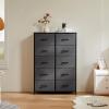 Dresser for Bedroom, 10 Storage Drawers, Anti-Tip Tall Fabric Closet Chests Organizer Tower Furniture with Wooden Top Metal Frame for Clothes, Living Room, Hallway, Entryway view 2