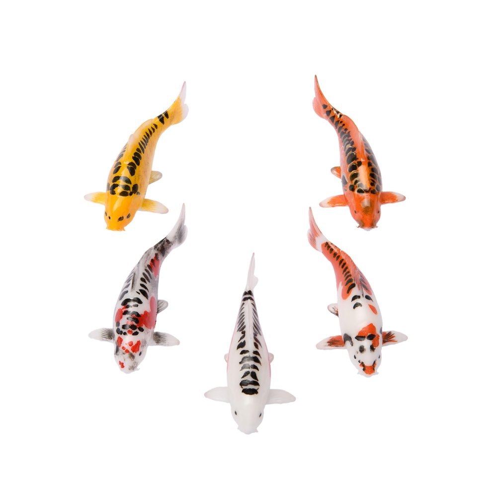 Lakiliki Art and Decor Dragon Scale Edition Realistic Handmade Koi Fish Figurine Unique Miniature Japanese Carp Home Decoration (1 Fish - 2.36 INCHES, Clear Base - Glossy Coating)