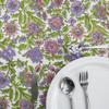 110 Inches Round Hand Block Printed Cotton Tablecloth, Green Purple Floral Table Cloths Washable, Indian Table Linen for Valentine Gifts Home Decor Dinning Outdoor view 3
