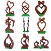 Stoneage Arts Romantic Elegant Heart and Kissing Couple Sculptures Hand Made by Our Skilled Artisans from Native Suar Wood (Lovers, 6 Inch) view 4