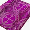 New Creations Fabric & Foam Inc, Religious Brocade Runner Tablecloth | Liturgical Fabric | Runner Ecclesiastical Jacquard | Church | Vestment-Cross Brocade. (Fuchsia / Silver, 14" Wide x 60" Long) view 3