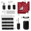 Clara Clark Bathroom Accessories Set - Black Shower Curtain Set with Bathroom Trash Can, 23PC Bathroom Set, Bathroom Sets with Shower Curtain and Red Rugs view 2