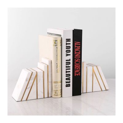 mengli-99 Bookends Marble White Bookends, Unique Decorative Bookends for Heavy Books, Book Ends Perfect for Shelves, Kitchen Cookbooks Storage Decorative Bookends