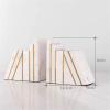 mengli-99 Bookends Marble White Bookends, Unique Decorative Bookends for Heavy Books, Book Ends Perfect for Shelves, Kitchen Cookbooks Storage Decorative Bookends view 2