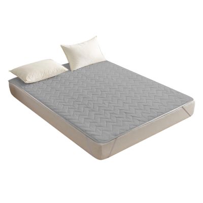 Zerodis Mattress Pad, Quilted Mattress Topper Pad Microfiber Soft Professional Slip for Home (Light Grey)