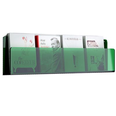 Hanging Bookshelf Magazine Rack Acrylic Magazine Wall Shelf, Clear Brochure Holder Literature Display Rack for Home Office Organize Book Newspaper File, Green Blue Orange Pamphlet Storage Stand(Deep C