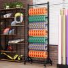 SOBS Metal Rolls Display Rack, Heavy Duty Vinyl Roll Holder with Adjustable Hanging Rod for Transfer Paper Tape, Wallpaper, Window Film, Wire Spool Storage Rack for Garage Workshop(12 rods) view 1