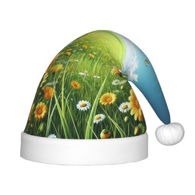 JxWCher Christmas Hat Sunny Meadow Small Soft Plush Themed Santa Hats, Fun Party Headwear, for Holiday Parties, Family Photos, Gifts