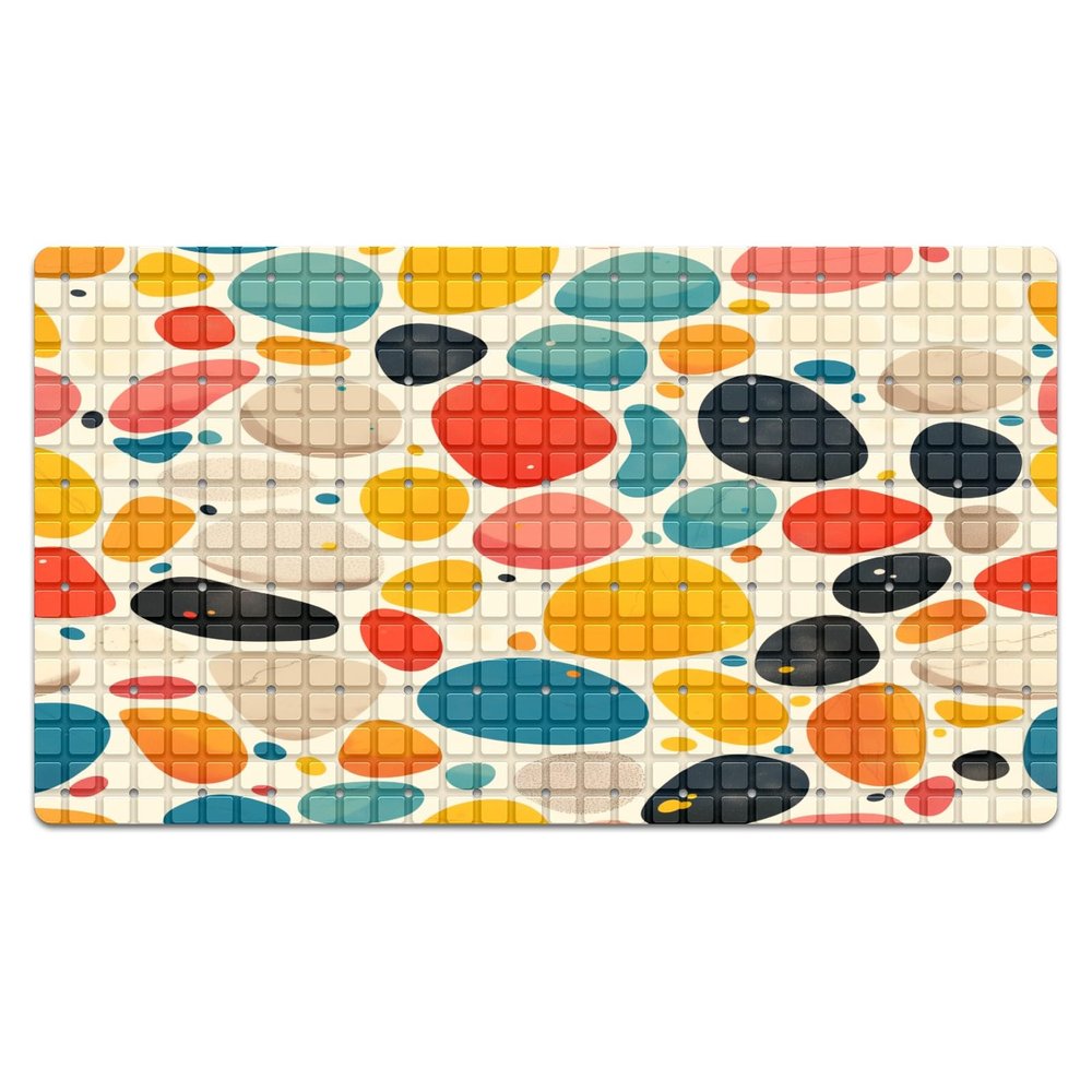 Bath Tub Shower Mat Non Slip 26.8in x 15in Large Bath Mat with Suction Cups Kids and Elderly Bathtub Mats Stones