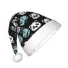 JxWCher Christmas Hat Black and white panda face Small Soft Plush Themed Santa Hats, Fun Party Headwear, for Holiday Parties, Family Photos, Gifts view 2