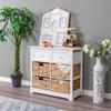 PHI VILLA White Storage Cabinet with Baskets, Accent Cabinet with Drawers, Entryway Rattan Cabinet with Shelves view 1