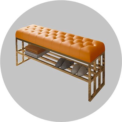 MAVCHANOLIA Entryway Shoe Bench Storage Bench End of Bed Bench Shoe Rack Bench, Luxury Entrance Stainless Steel Shoe Changing Stool, Leather Sofa and Stool, Modern Bedroom Bed End Stool Bench