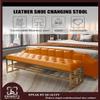 MAVCHANOLIA Entryway Shoe Bench Storage Bench End of Bed Bench Shoe Rack Bench, Luxury Entrance Stainless Steel Shoe Changing Stool, Leather Sofa and Stool, Modern Bedroom Bed End Stool Bench view 3