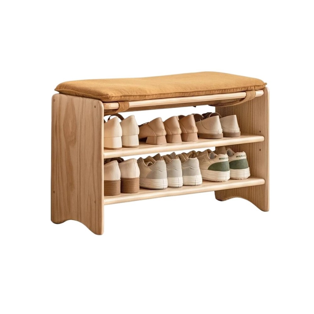 MAVCHANOLIA Shoe Rack Bench Entryway Bench with Storage Shoe Rack Bench with Cushion Seat Rustic Storage Benches for Entryway Living Room Bedroom Hallway Wooden Furniture Front Door Shoe Bench