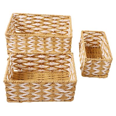3PCS Hand Woven Storage Baskets, Decorative Woven Storage Basket, Storage Baskets Set, Suitable for Providing Ample Storage Space