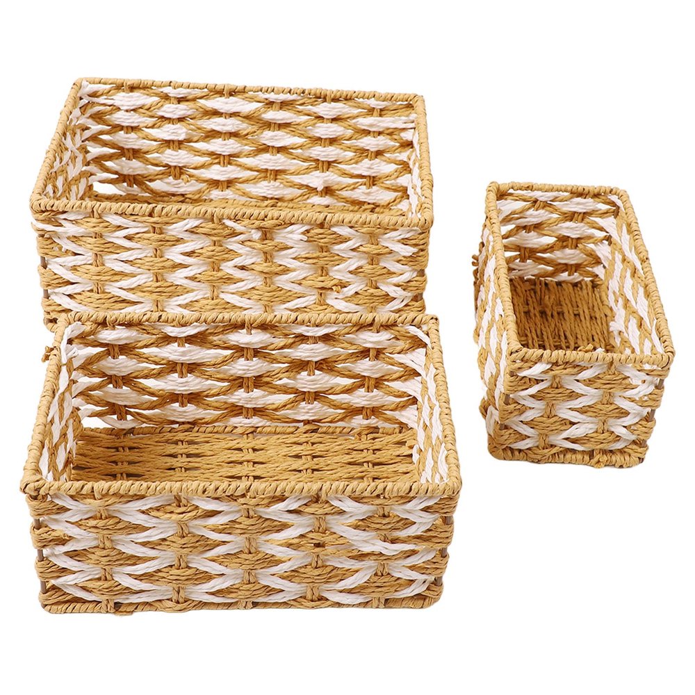 3PCS Hand Woven Storage Baskets, Decorative Woven Storage Basket, Storage Baskets Set, Suitable for Providing Ample Storage Space