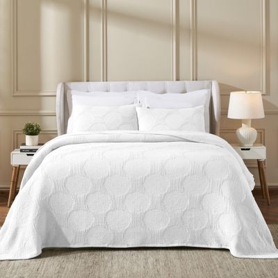 Superior Cotton Woven Coverlet, Home Decor, Aesthetic Master and Guest Bedroom, Medium Weight, All-Season, Bedding Essentials, Decorative Bed Accent, Tanta Collection, Throw Size, White