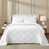 Superior Cotton Woven Coverlet, Home Decor, Aesthetic Master and Guest Bedroom, Medium Weight, All-Season, Bedding Essentials, Decorative Bed Accent, Tanta Collection, Throw Size, White view 1