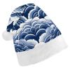 Christmas Hat Blue And White Printed Adults Santa Hats Xmas Holiday Hat for Christmas New Year Festive Party view 1
