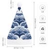 Christmas Hat Blue And White Printed Adults Santa Hats Xmas Holiday Hat for Christmas New Year Festive Party view 2