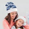 Christmas Hat Blue And White Printed Adults Santa Hats Xmas Holiday Hat for Christmas New Year Festive Party view 4
