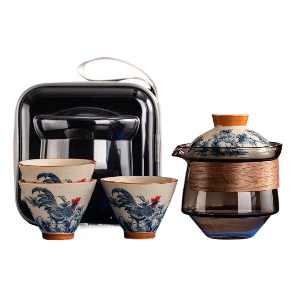DFSHGDF1336Glass Tea Infuser Bottle Tea Cup Travel tea set,Portable ceramic tea set,Chinese tea set, TEASET