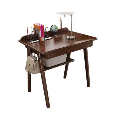 Modern Home Office Desk With Storage Solid Wood Writing Desk Study Table Workstation Wood Writing Desk Wooden Writing Desk Study Table Rectangular Wood Office Desk Drawer(Brown,80*60*75cm)