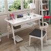 Modern Home Office Desk With Storage Solid Wood Writing Desk Study Table Workstation Wood Writing Desk Wooden Writing Desk Study Table Rectangular Wood Office Desk Drawer(Brown,80*60*75cm) view 2