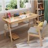 Modern Home Office Desk With Storage Solid Wood Writing Desk Study Table Workstation Wood Writing Desk Wooden Writing Desk Study Table Rectangular Wood Office Desk Drawer(Brown,80*60*75cm) view 3