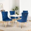 YICORPS Velvet Dining Chairs Set of 4 Upholstered Tufted Dining Room Chair Kitchen Side Chairs with Nailhead Trim and Gold Plated Legs for Dining Room, Restaurant(Blue-Gold Plated Leg) view 2