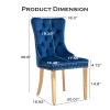 YICORPS Velvet Dining Chairs Set of 4 Upholstered Tufted Dining Room Chair Kitchen Side Chairs with Nailhead Trim and Gold Plated Legs for Dining Room, Restaurant(Blue-Gold Plated Leg) view 3