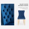 YICORPS Velvet Dining Chairs Set of 4 Upholstered Tufted Dining Room Chair Kitchen Side Chairs with Nailhead Trim and Gold Plated Legs for Dining Room, Restaurant(Blue-Gold Plated Leg) view 4
