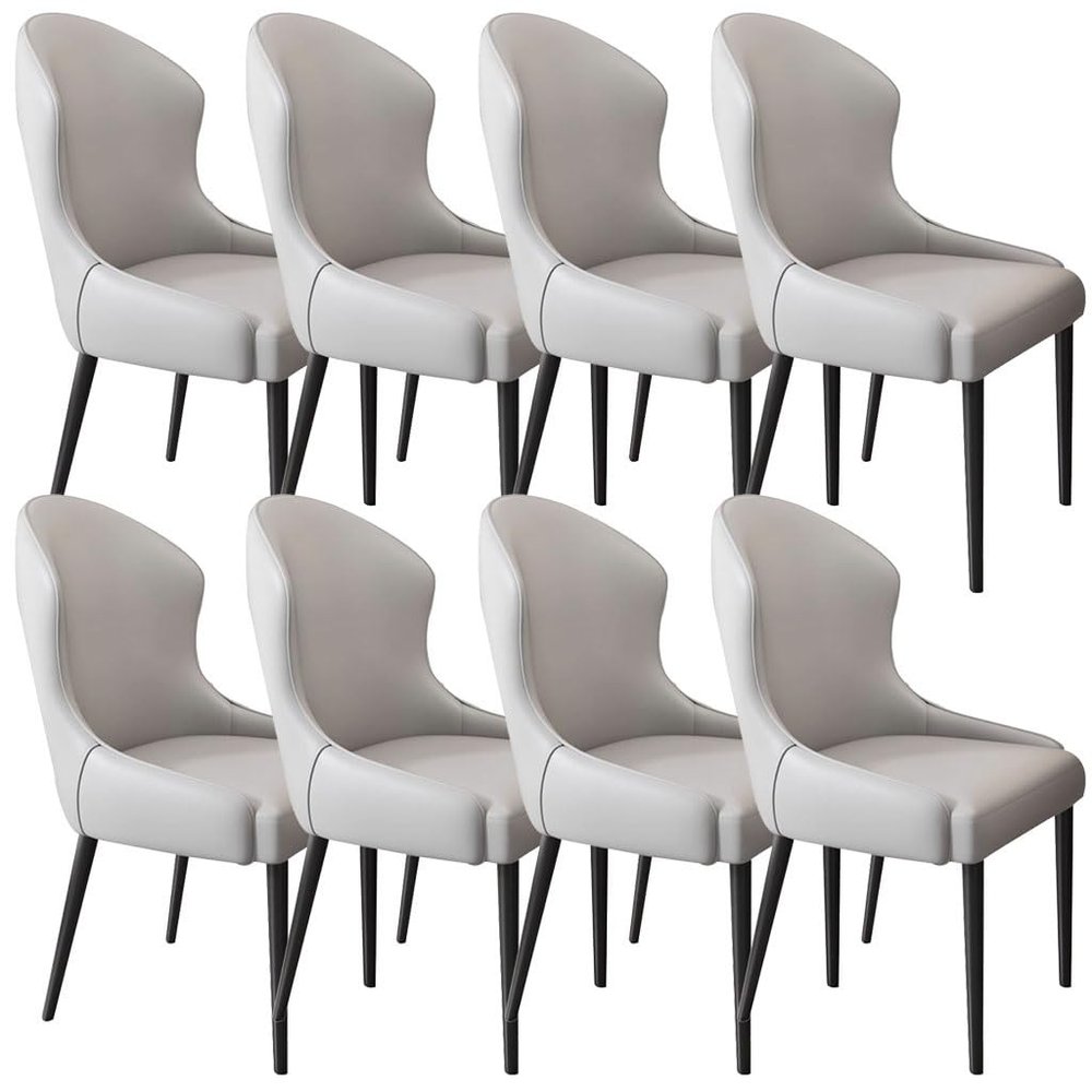 LAVGHR Dining Chair Dining Chairs Set of 8 Wear Resistant Cat Claw Leather Kitchen Living Room Lounge Counter Chairs Sturdy Carbon Steel Metal Legs(Light Grey)