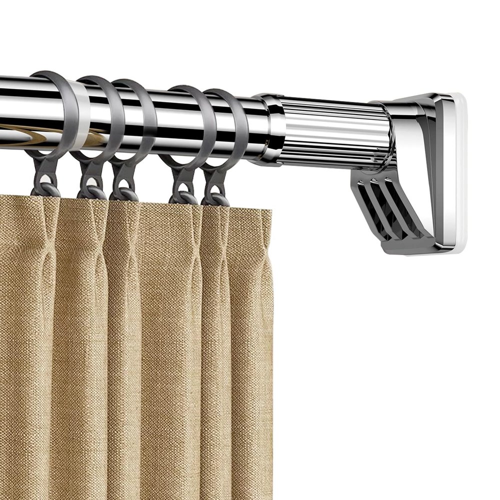 15-192'' Adjustable Shower Curtain Rod, Non Slip Tension Shower Rod, Stainless Steel Spring Shower Rod, 33.0mm Never Rust, for Bathroom Window Living Room Patio(Stainless Steel,142"-177")