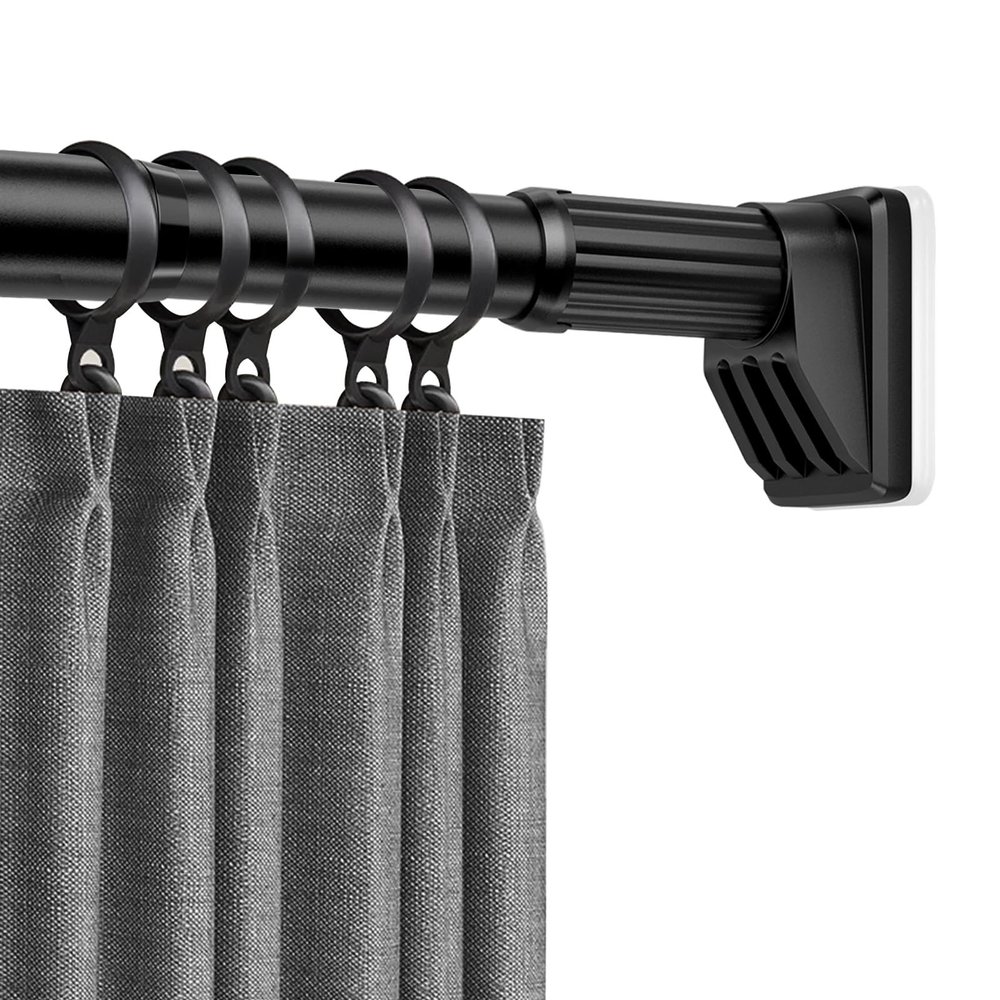15-192'' Adjustable Shower Curtain Rod, Non Slip Tension Shower Rod, Stainless Steel Spring Shower Rod, 33.0mm Never Rust, for Bathroom Window Living Room Patio(Black,102"-137")