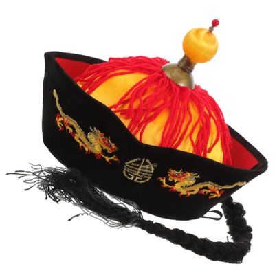 JEWEDECO Traditional Hanfu Headdress Chinese Emperor Hat Costume Accessory Performance Prop