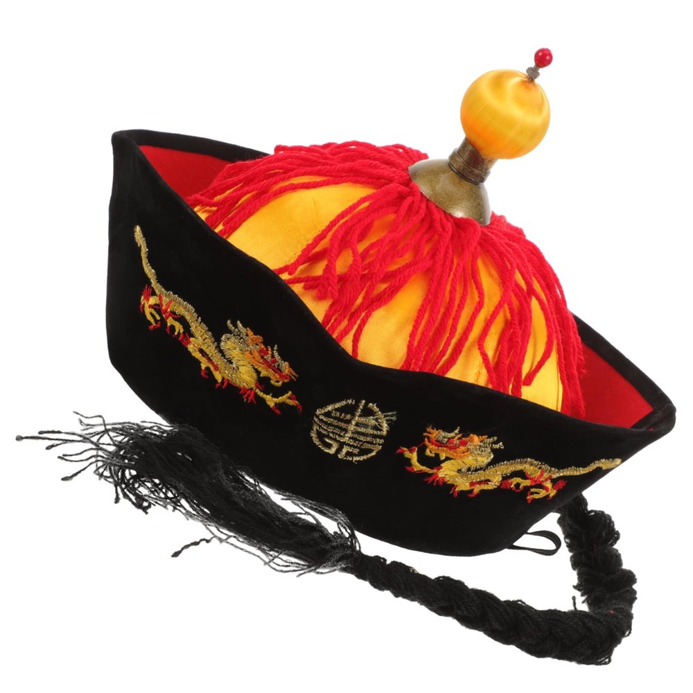 JEWEDECO Traditional Hanfu Headdress Chinese Emperor Hat Costume Accessory Performance Prop