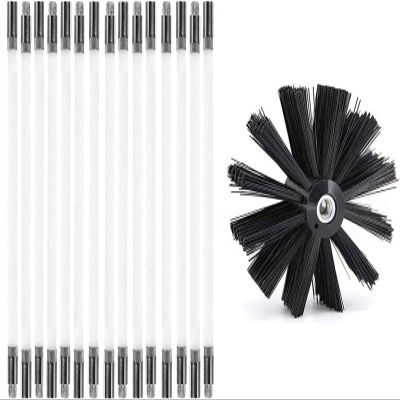 chimney sweep kit Chimney Cleaning Brush Kit, Flexible Duct Vent Cleaning Set Nylon Chimney Sweeping Brush Kit Include 12 Rods & 1 Brush Head For Drill Fireplace Sewage Pipe Wood Burner Stove(15 Rods,