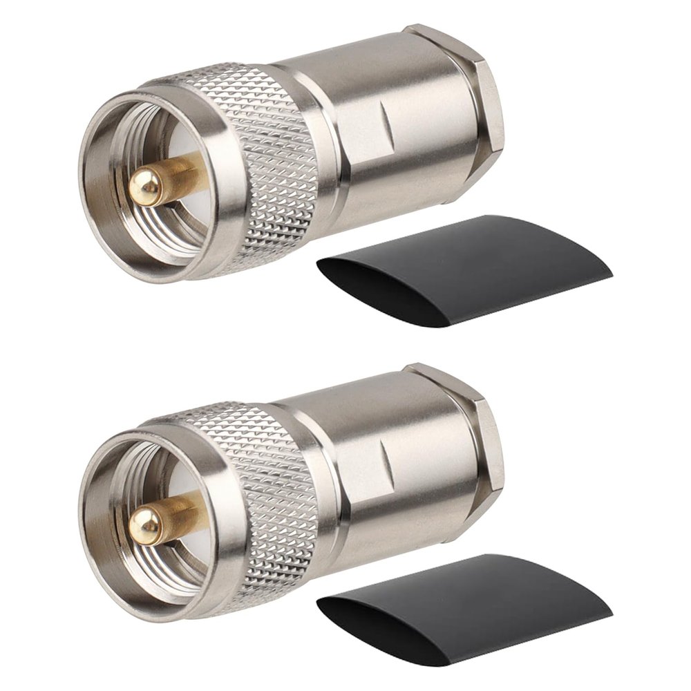 MOOKEERF 2 Pack PL259 Coax Connectors 50 Ohm PL-259 UHF Male Clamp Connector for LMR400 KMR400 RG8 RG8U RG213 Coaxial Cable