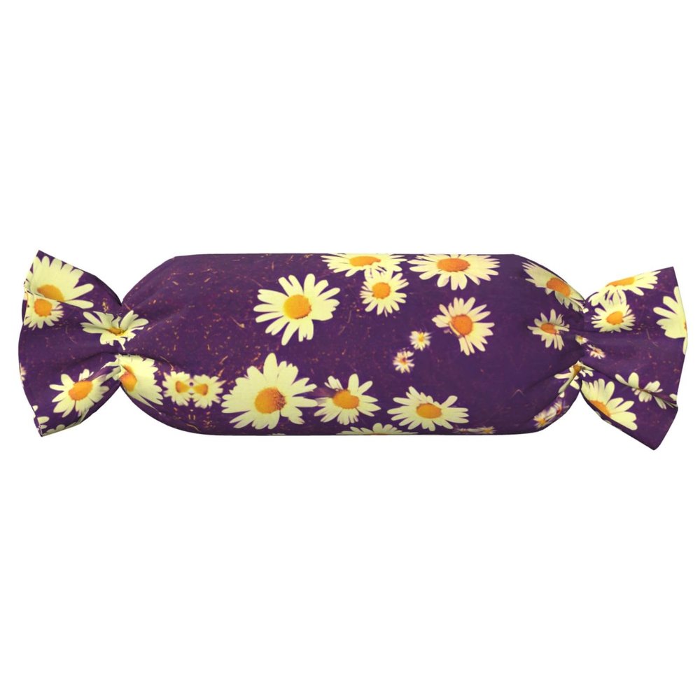 SamLng Daisy Purple Flowers Print Candy Cylindrical Pillow  Neck Support, Body Cushion, Perfect Travel Companion & Home Dcor Gift