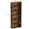 JAMFLY Narrow Tall Bookshelf 6 Shelf Bookcase Vertical Storage, Slim Profile Tall Narrow Storage Unit for Home Office, Living Room, Bedroom, Vintage Brown view 2